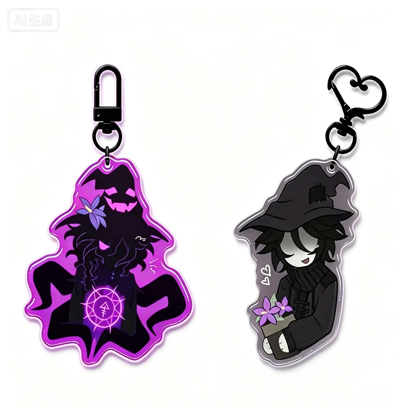 RBLX Forsaken Azure Aspen Keychains Video Game Themed Character Bag Pendant Acrylic Key Ring Collectible for Gaming Enthusiasts