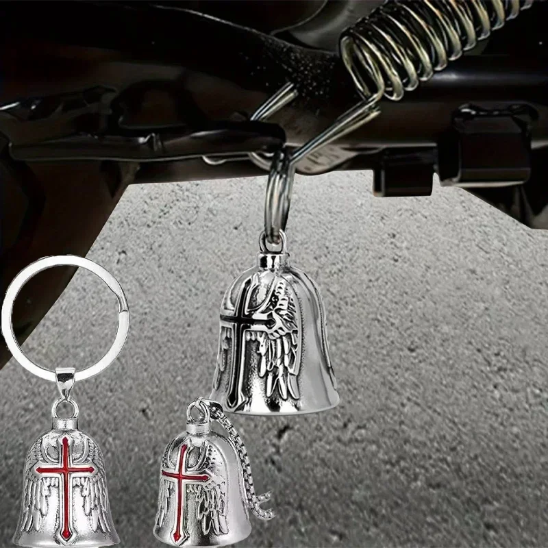 Motorcycle Lucky Bell Stainless Steel Retro Punk Motorcycle Angel Wings Retro Viking Punk Motorcycle Pendant Riding Decoration