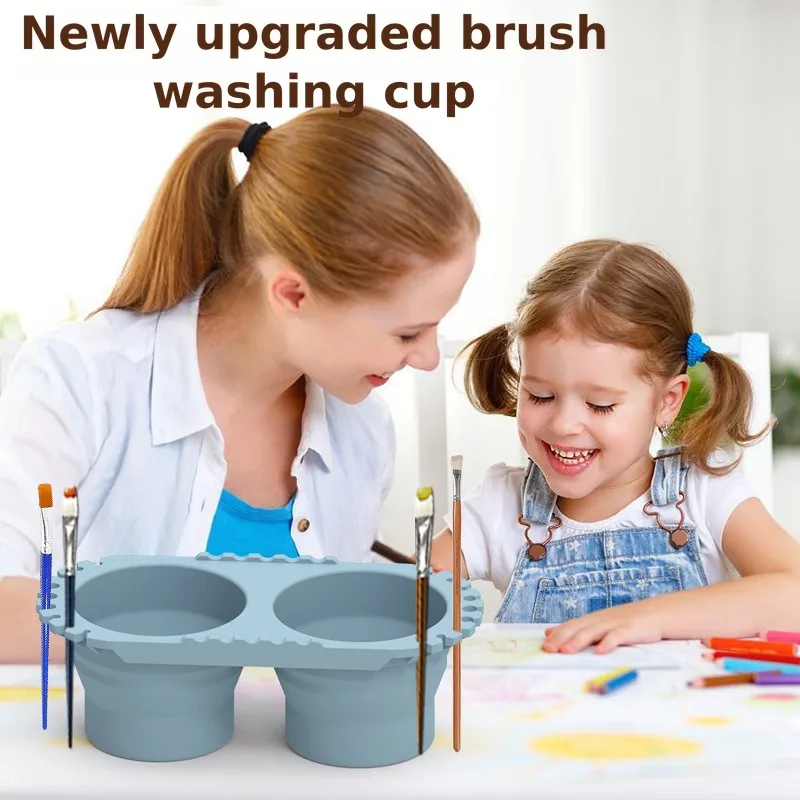Collapsible Silicone Paint Bucket, Portable Multi-Functional Brush Washing Bucket, Foldable Water Container for Art Students