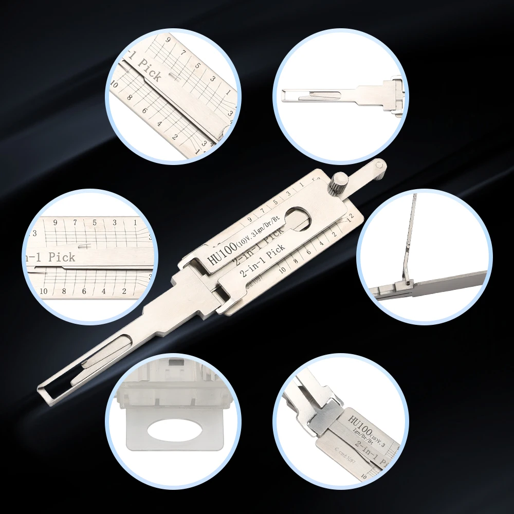 HU100 Li's 2-in-1 Lock Tool - Multipurpose Kit for Key Duplication & Lock Servicing, Professional Locksmith Supplies