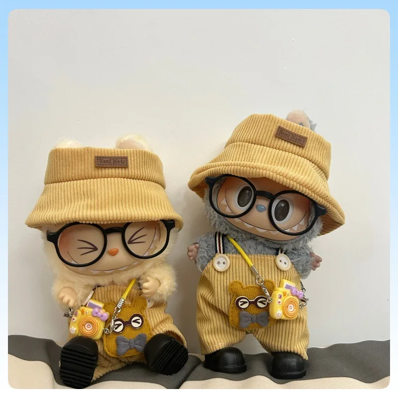 

Labubu Doll Clothing Bear Print Romper Set Compatible With 1st/2nd/3rd Generation Plush Dolls Corduroy Fashion Costume