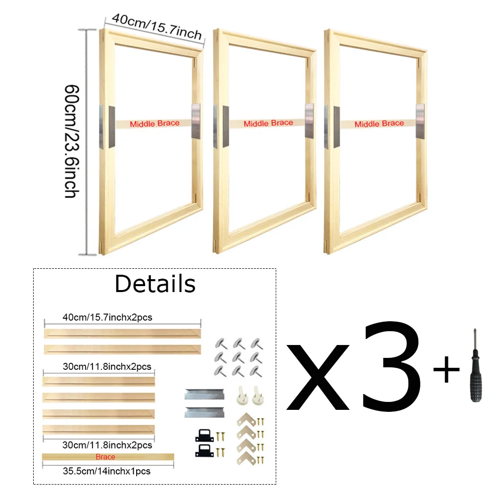 Wooden Canvas Stretcher Bars Set DIY Painting Canvas Frame for Oil Paint Acrylic Artwork 3‑Piece/4‑Piece Kit Wood Art Frames