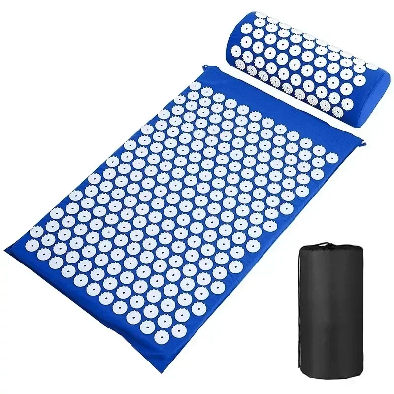 Acupressure Mat Sensi Massage Mat Pillow Set Applicator For Neck Foot Yoga Mat With Needle Back Cushion