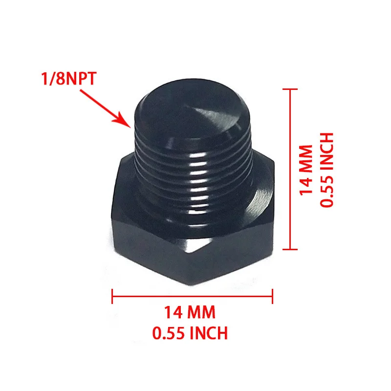 Aluminum 1/8 NPT Male Hex Head Pipe Plug Black Anodized Car Fuel Pump Connector Fitting For LS Engine Oxygen Sensor
