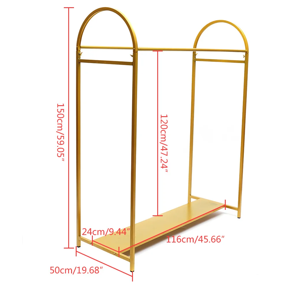 Imagem -02 - Gold Metal Clothing Rack com Prateleiras Suporte Nupcial do Vestuário Cremalheira do Vestido do Casamento