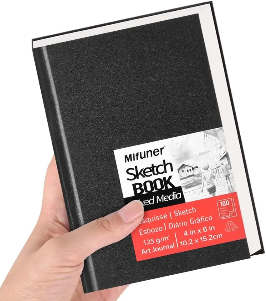 

Скетчбук для смешанной техники 4x6 дюймов, твердая обложка 125 г/м², 100 листов для рисования влажными/сухими материалами, для рисования и живописи