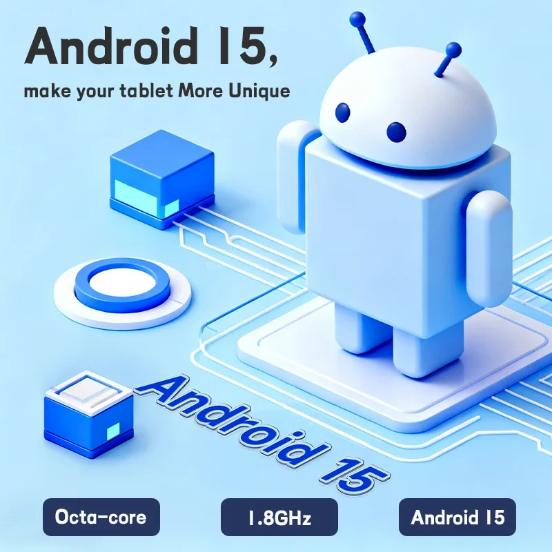 タブレット 10.1インチ Android 15 タブレット、8GB+64GB+1TB拡張、オクタコア、タッチスクリーン電子タブレット、ゲーム、学習用、5000mAh