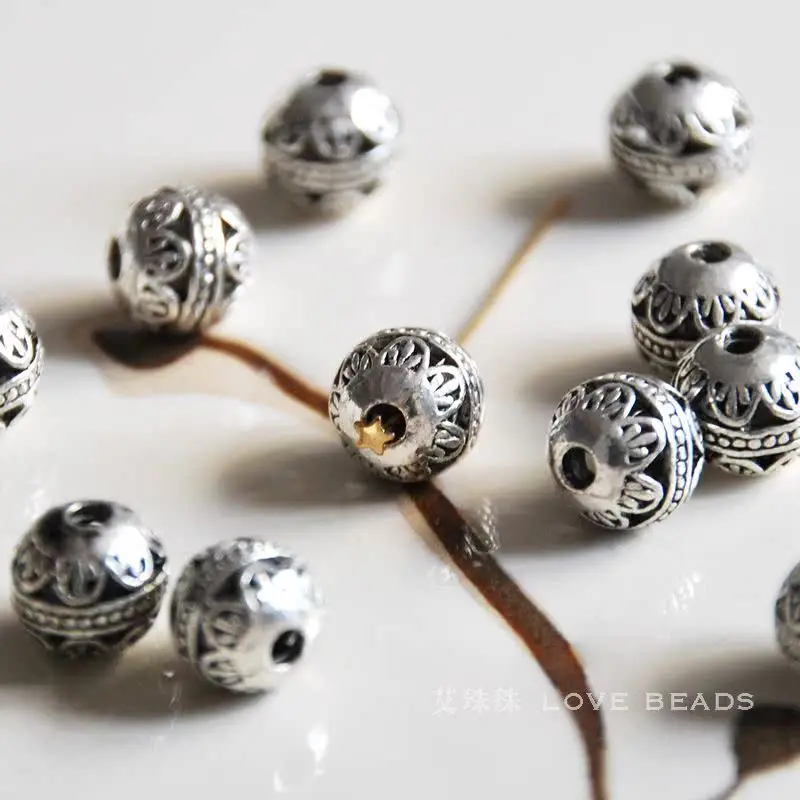 20 pcs/lot Alloy Tibetan Silver Round Beads Hollow Ball Spacer 8mm DIY Jewelry Making DIY For Women