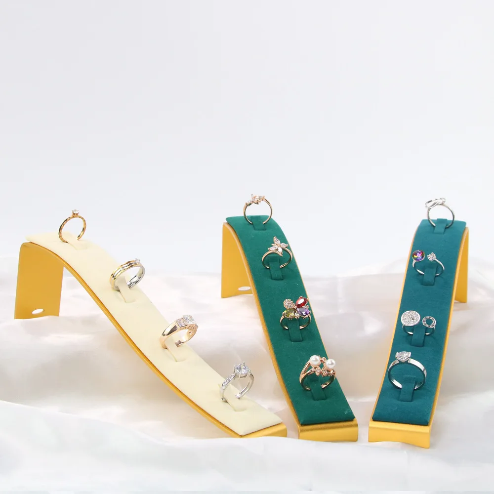 New Aluminum Alloy Beige/Green/Blue Velvet Ring Earrings Jewelry Posing Photography Decoration Display Shooting Background Props