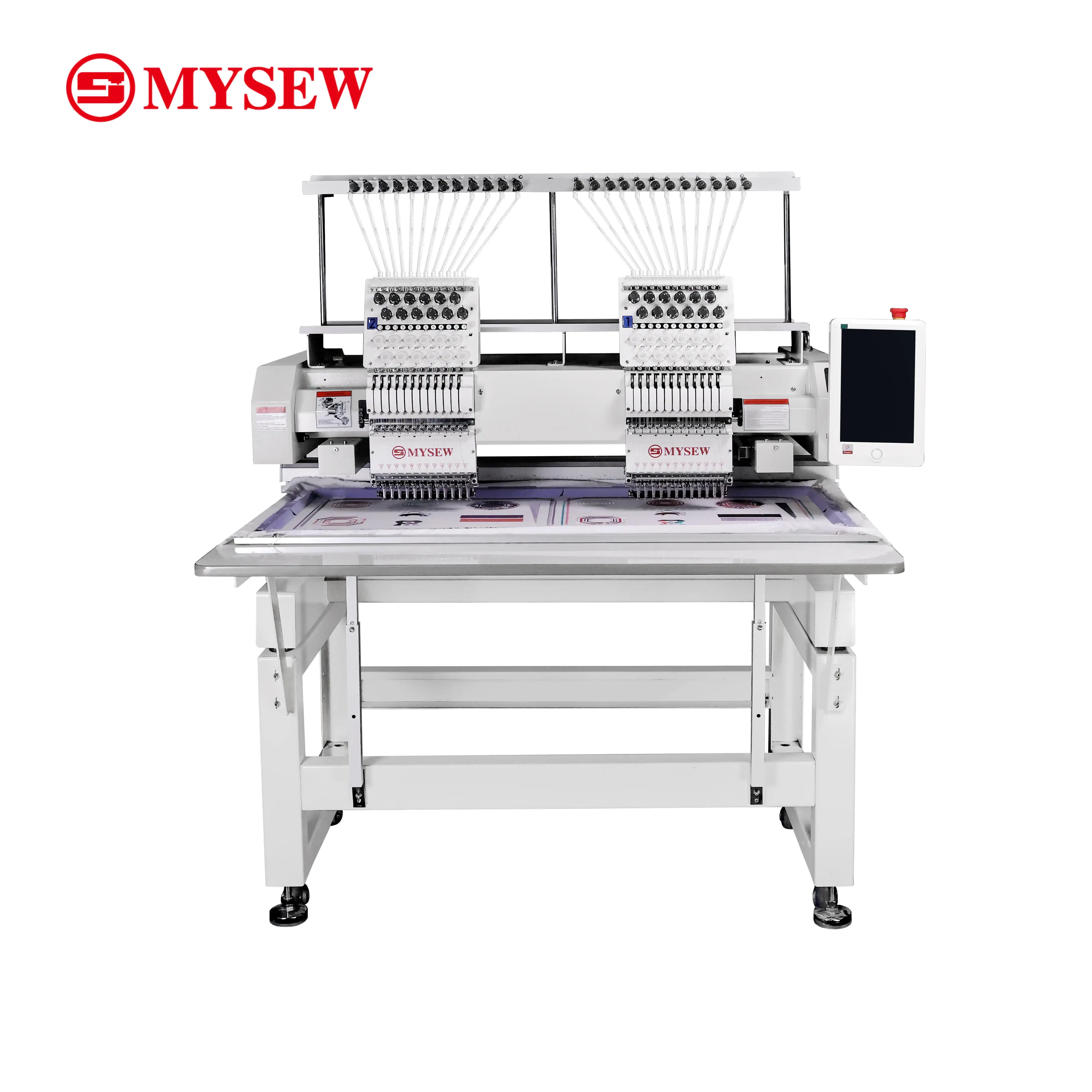 MYSEW MJS1202 التلقائي 12 إبرة 2 رئيس آلة التطريز المحوسبة الصناعية للملابس قبعات الملابس المسطحة تي شيرت