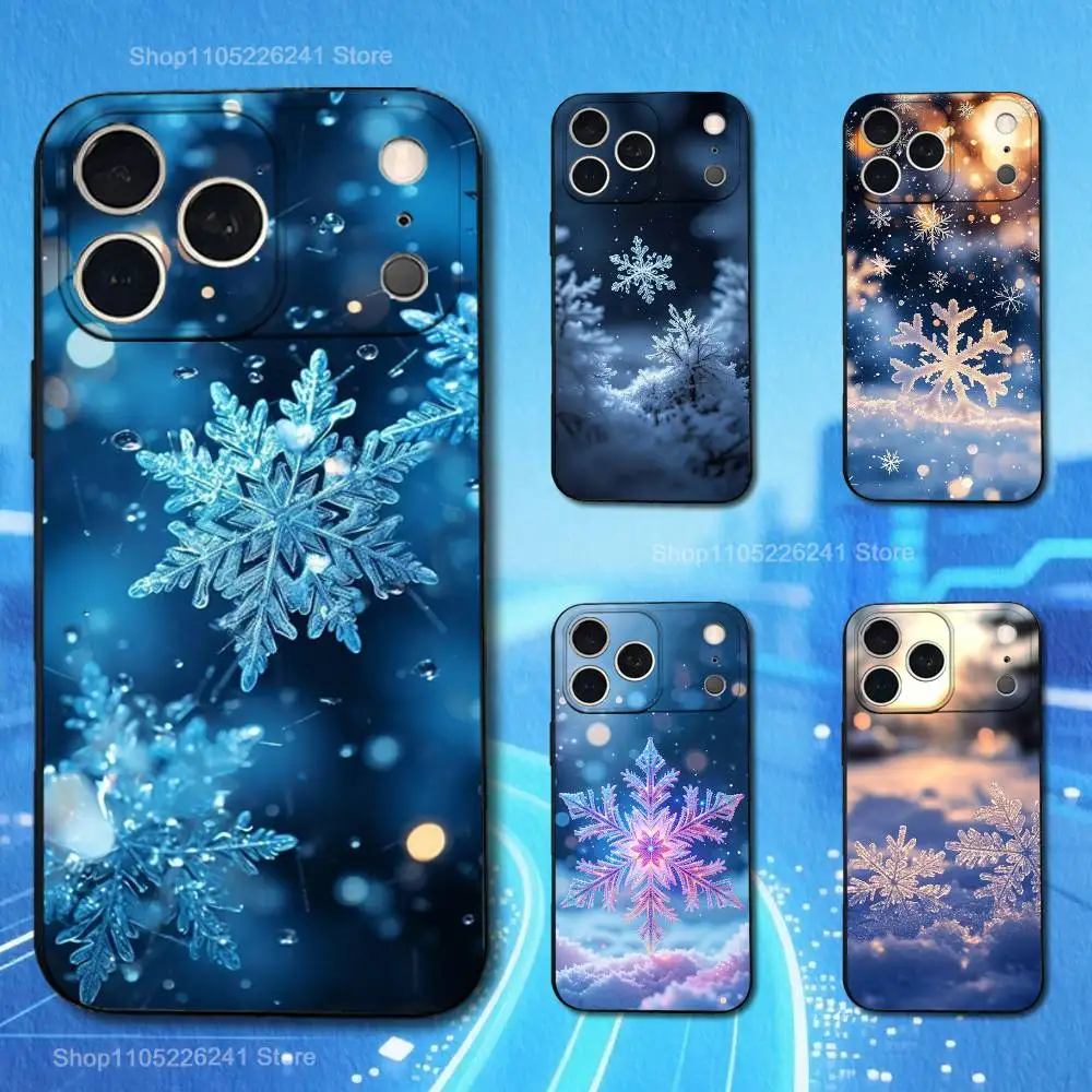 

Christmas Winter Snowflakes For iPhone 13,17,11,12,16,14,15,Plus,Pro Max,XS,X,XR,SE,Mini,8,7,Soft Silicone Black Phone Case
