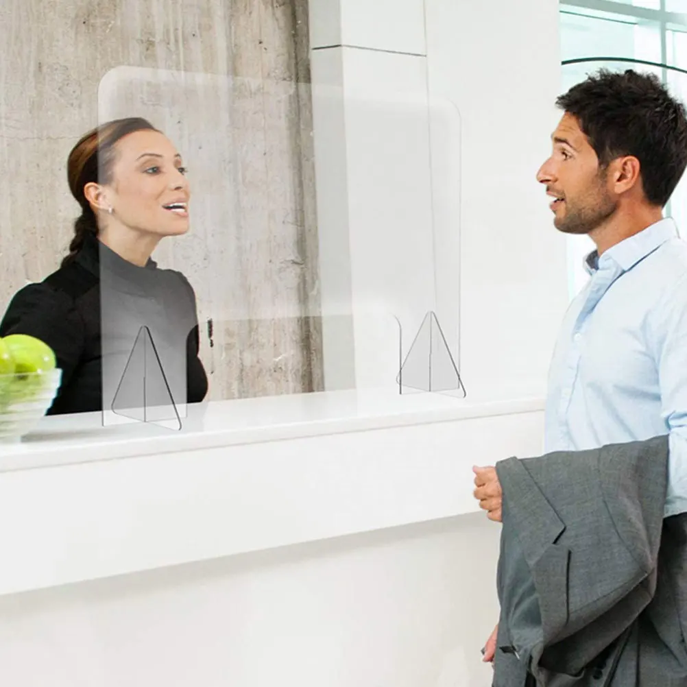 

Transparent Office Anti-Spray Acrylic Isolation Board 40x40x0.4cm Table Divider Prevention Baffles Work Desk Protection Panel