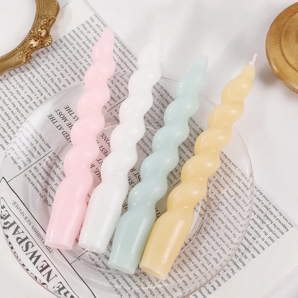 2pc Long Candle. 2x18.5cm Classic Colorful Threaded Candles. Household Creative Smokeless and Odorless Long-stem Twist Candle