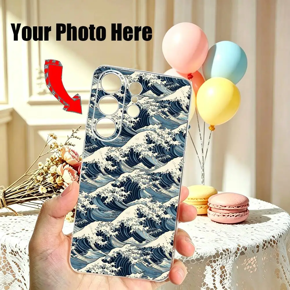 Japanese Ukiyo-e Wave Art Phone Case Transparent Silicone Soft For Samsung S25,S24,S21,S22,S23,S30,Ultra,S20,Plus,Fe