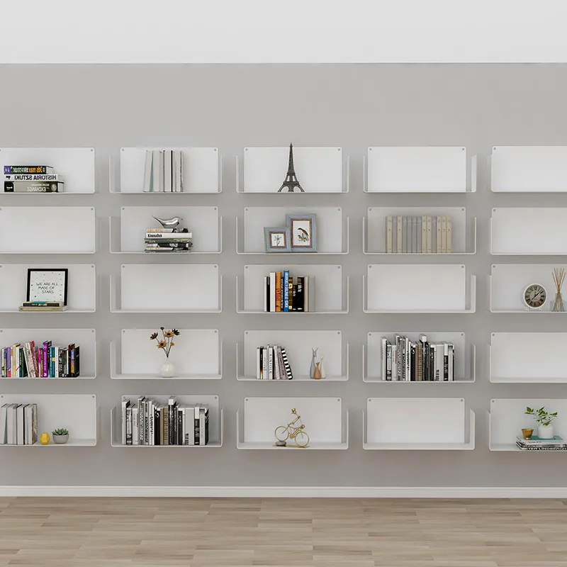 Nordic Wall-Mounted Bookshelf Minimalist Office Magazine Racks Iron Wall Decor with Floating