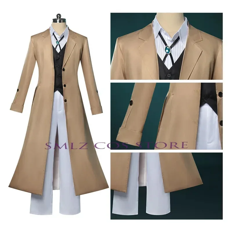 l2025l Новый Dazai Osamu Косплей Аниме Bungo Stray Dogs Костюм Вооруженное агентство детективного Дазай Полный комплект Униформа Опора Парик для взрослых M