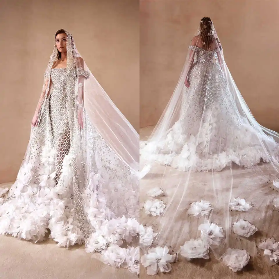 Genialna suknia balowa suknie ślubne bez ramiączek diamentowe dżetów suknie wieczorowe bez ramiączek Vestido De Noiva dostosowane