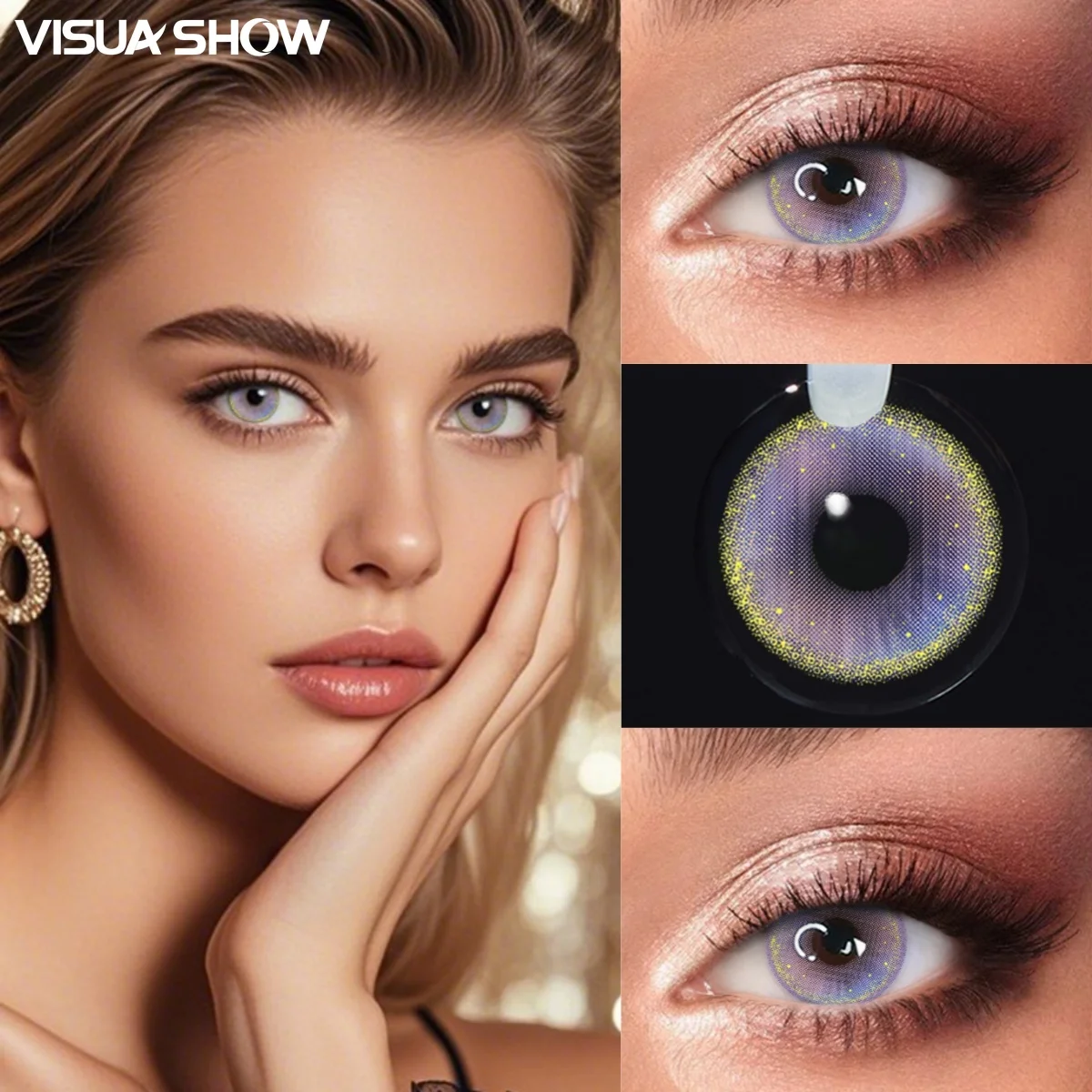 VISUASHOW Lovejoy Cosplay Blaue Farbige Kontaktlinsen für Kleine Pupillen, 6 Monate Einweg-Weichlinsen für Augen-Make-up – Detail 3