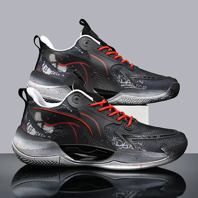 

High-quality Men's Basketball Shoes Women Reflective Basketball Sneakers Men Outdoor Rubber Anti Slip Sports Training Shoes Male