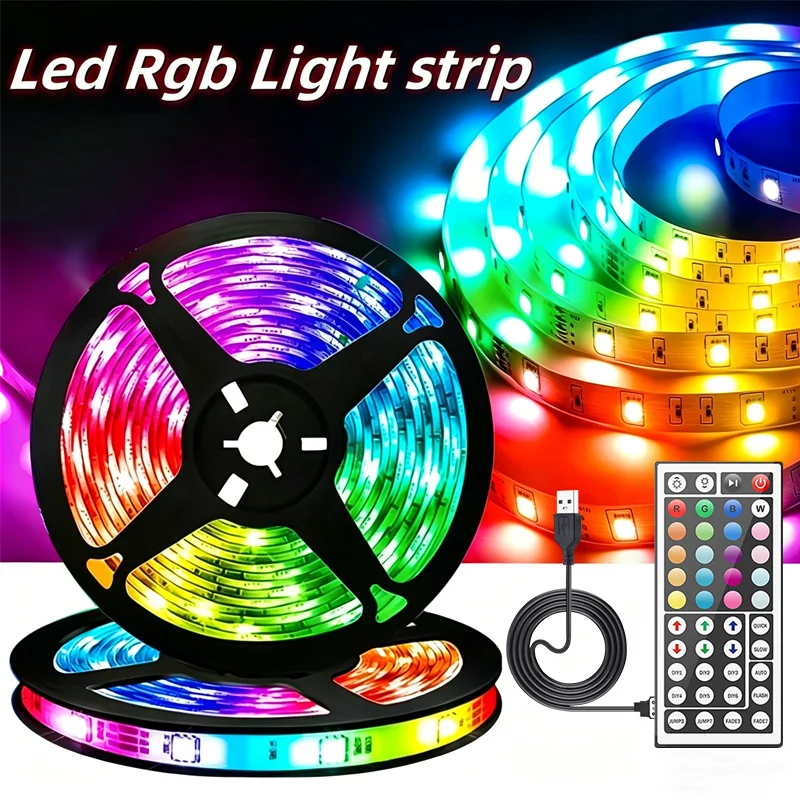 5V LED DIY Strip Light, RGB for Various Scenes with Double-Sided Adhesive Tape Easy Installation - Ambient Bedroom