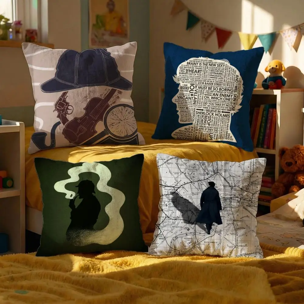 Funda de cojín literaria de Sherlock Holmes, fundas decorativas para cojines, funda para sofá, 50x50, funda de almohada de 4 piezas, 45x45, 40x40