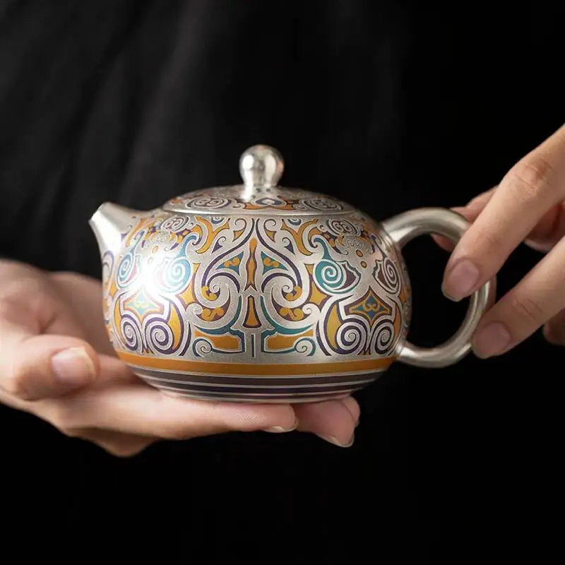 He Fusen Silver Plated Office Fengming Teapot High End Single Piece Kung Fu Tea Set Home Use Gift For Elders And Leaders