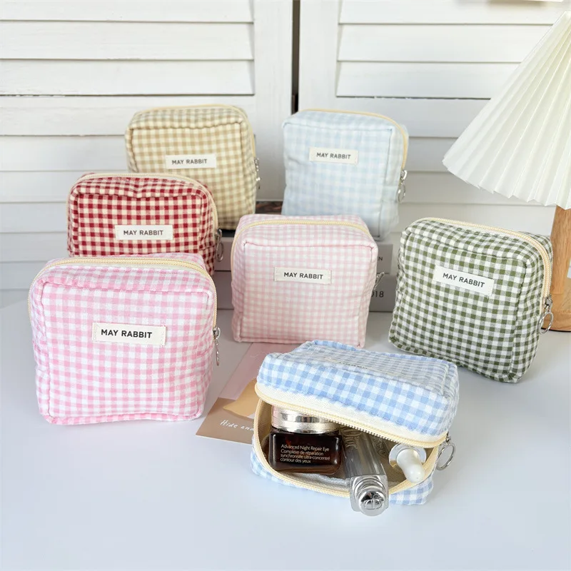 

Милая клетчатая сумка для монет, корейская мода, сладкий Kpop, фотокарта, наушники, помада, сумка для хранения, портативный органайзер для путешествий, ID, банковских карт