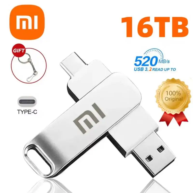 Xiaomi-Mini Pendrive USB 3,1 de alta velocidad, 16TB, 8TB, 2TB, tipo C, resistente al agua, metálico