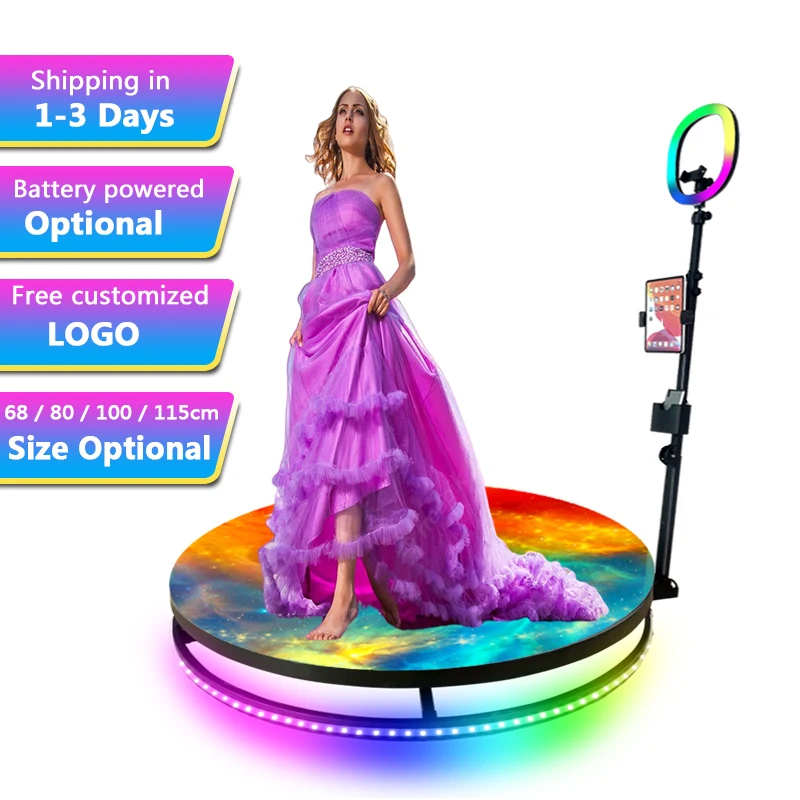 

2023 New 360 Photo Booth 80Cm Parts Spinner ual Magnetic Cover For Sale With Square Led Ring Magic Mirror Photo Booth 360