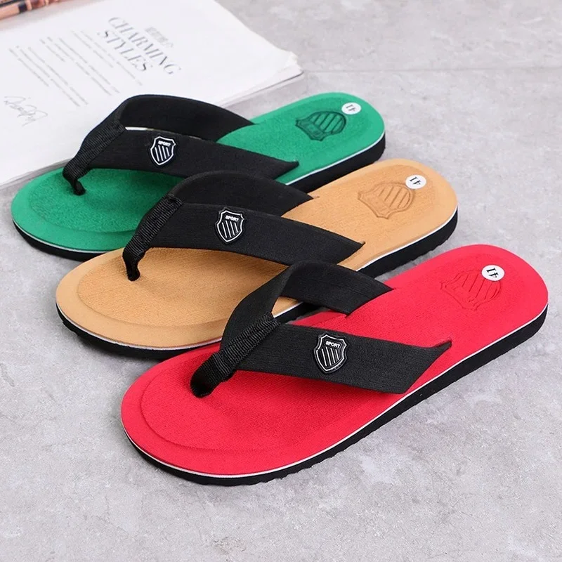 Casual Slippers For Men Flip Flops Beach Sandals Summer Non-Slip Fashion Flat Slides Outdoor Slippers Indoor House Shoes Male