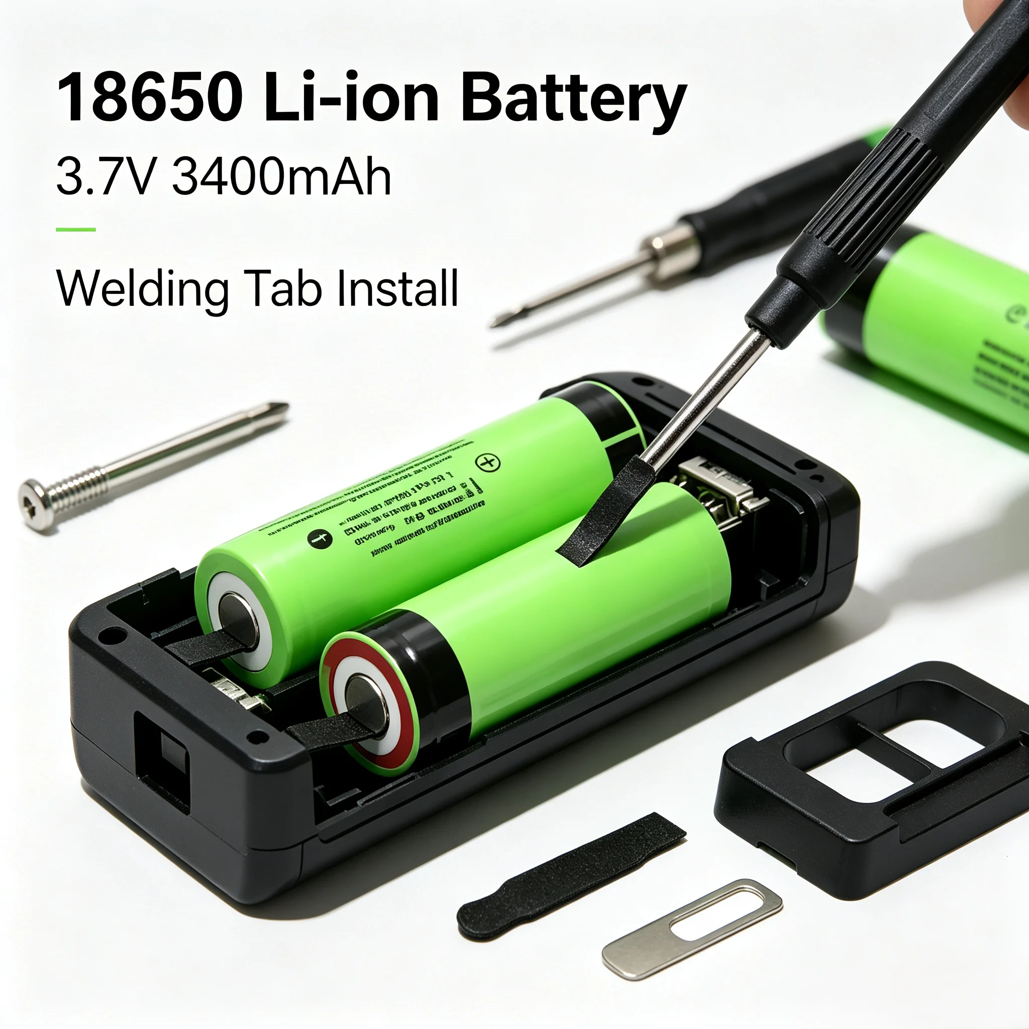 NCR18650B 18650 Li-Ionen-Akku 3400mAh 3,7V Wiederaufladbare Lithium-Batteriezelle mit Nickelanschlüssen für Taschenlampen, Powerbanks und DIY-Akkupacks
