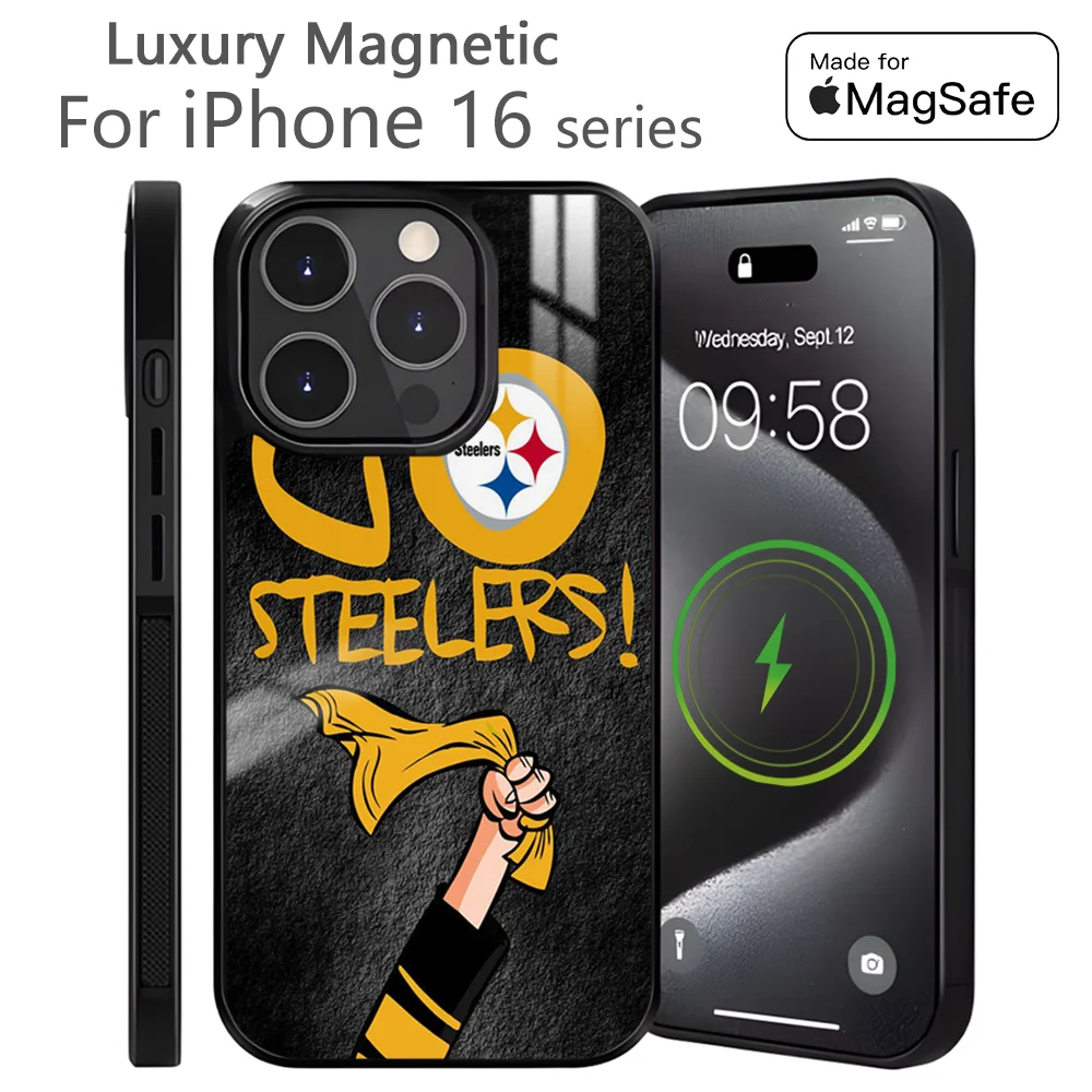 P-Pittsburgh-S-SteelerS Phone Case For iPhone 16 15 14 13 12 11 Pro Max Plus Mini Magnetic Magsafe Wireless Charging Cover