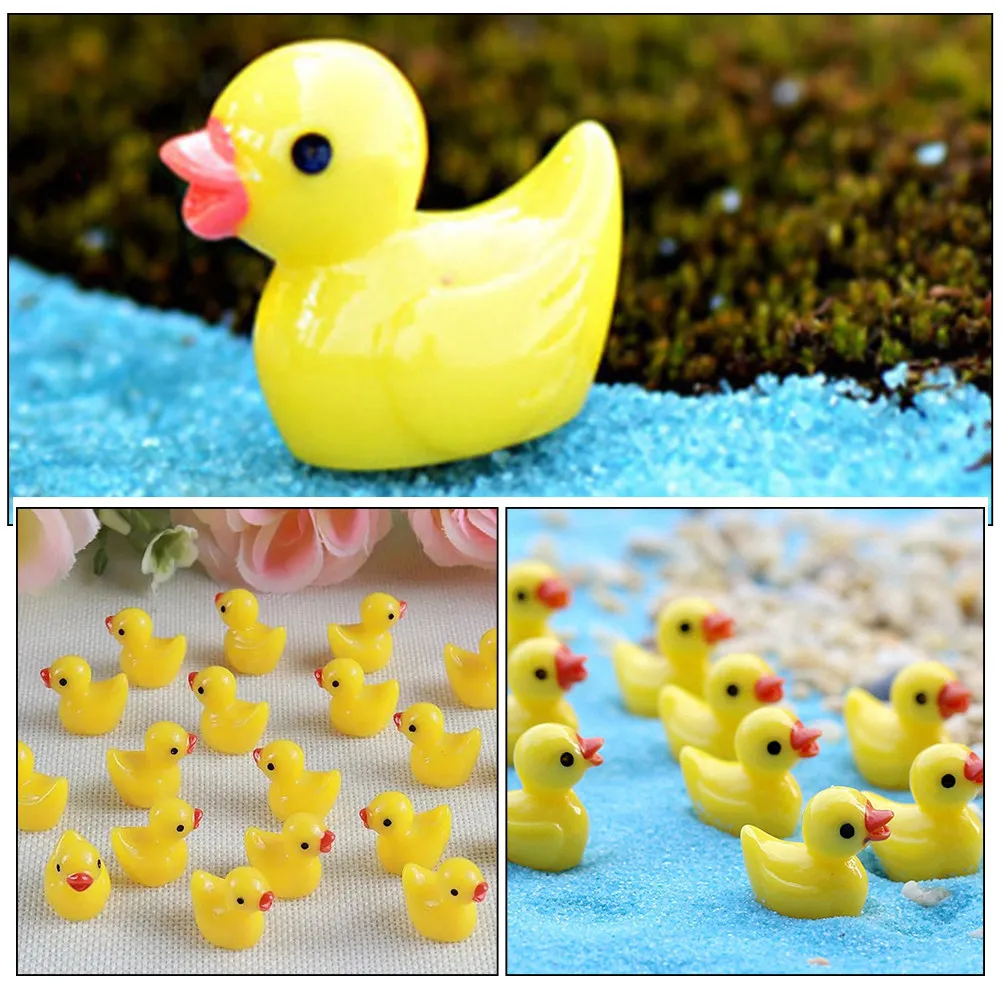 60Pcs Resin Mini Ducks Garden Landscape Decor Miniature Animal Figurines for Car Yard Moss Terrarium Micro Landscape Decoration