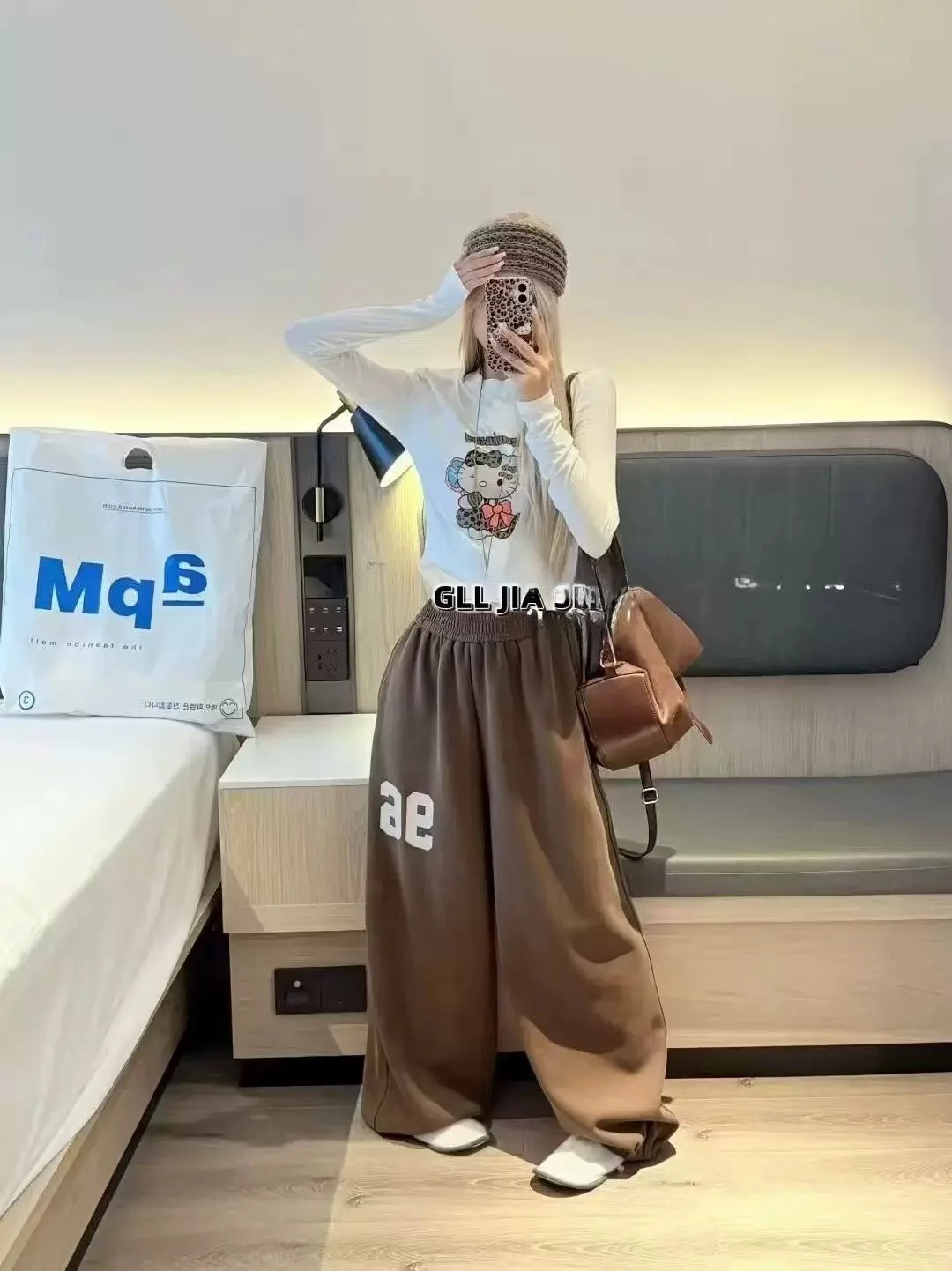 

Korean Sle Long Sve Slim Fit Women's T-irt ort Top High Waist Cotton Commute Faion Print Hot Girl Base Layer