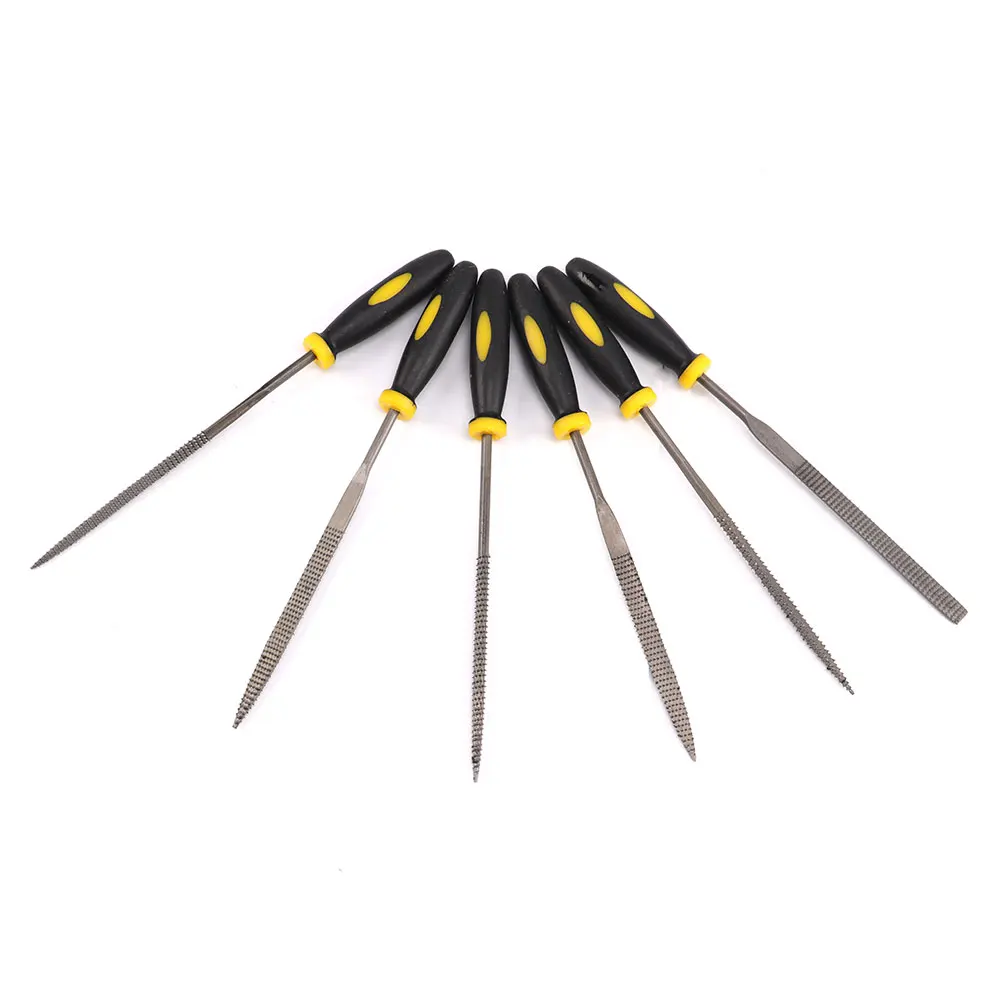 6Pcs Mini แฟ้ม Sharpening ชุดรอบแบนสามเหลี่ยมสแควร์ Willow รูปครึ่งวงกลมเครื่องมือสำหรับขัดขัด