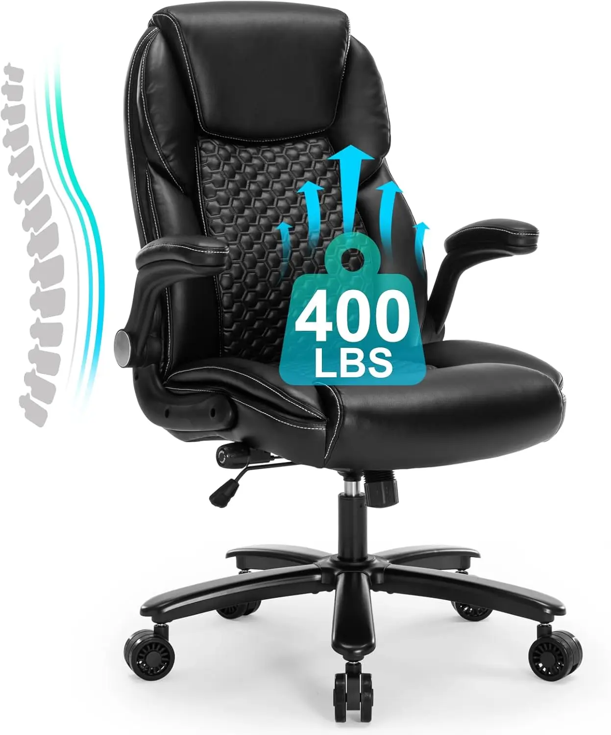 

Home Office Chair, Executive Comeputer Desk Chair Ergonomic Office Chair with Adjustable Lumbar Support, Tilt Lock, PU Leather