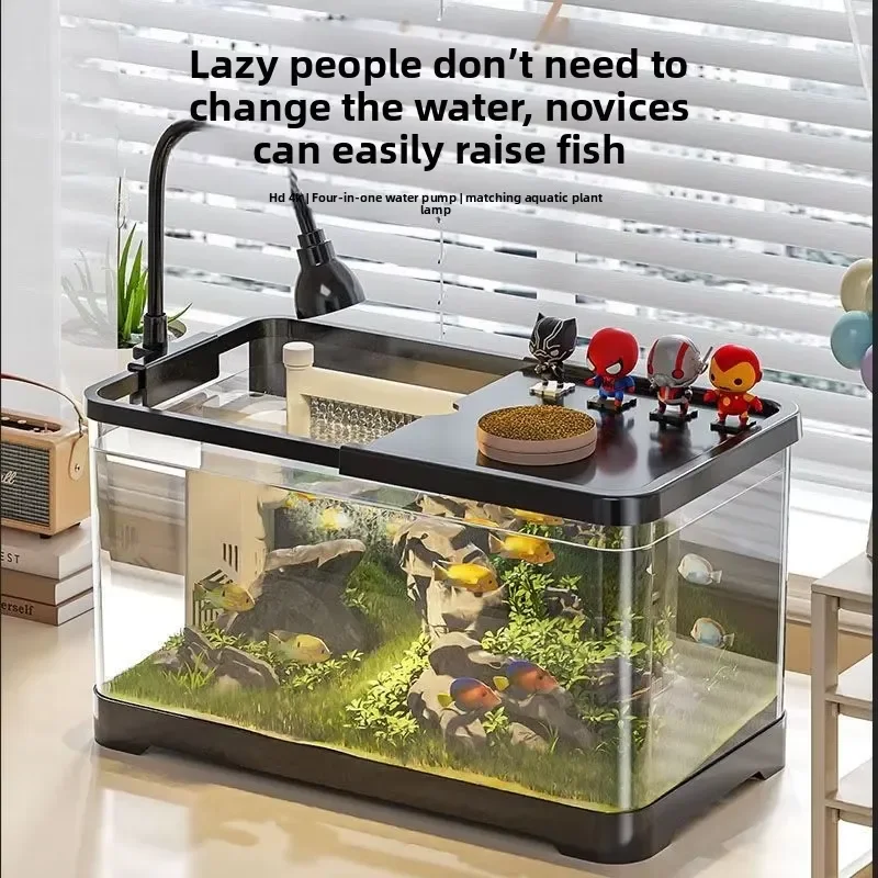

Transparent Plastic Desktop Aquarium for Lazy People Small to Medium Ecological Landscape Fish Tank for Living Room