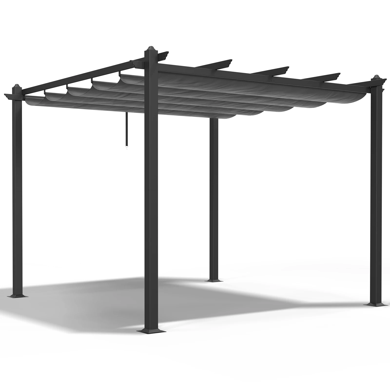 Dark grey column Dark grey adjustable polyester sunshade 5 crossbeams Iron pavilion 10*10ft