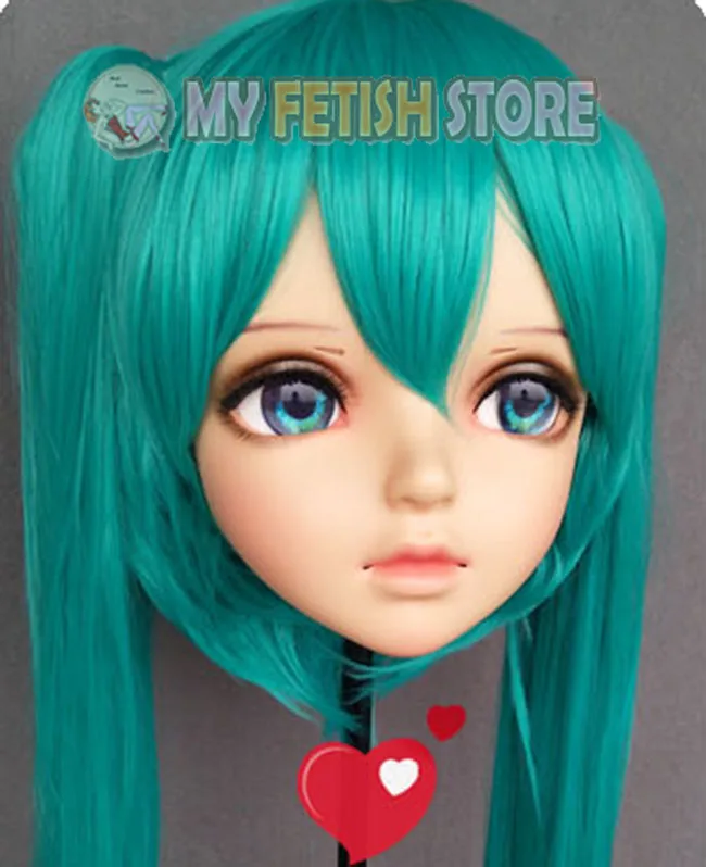 (Miao-3) Vrouwelijke Zoete Meisje Hars Half Hoofd Kigurumi BJD Ogen Crossdress Cosplay Japanse Anime Rol Lolita Masker Met Ogen En Pruik