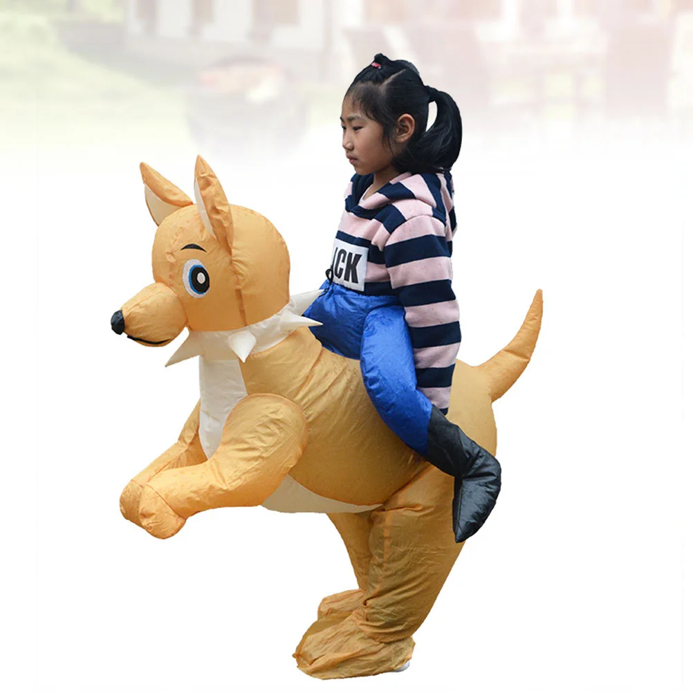 Marioneta pequeño perro amarillo ropa inflable disfraz infantil trajes pequeños animales niños actuando