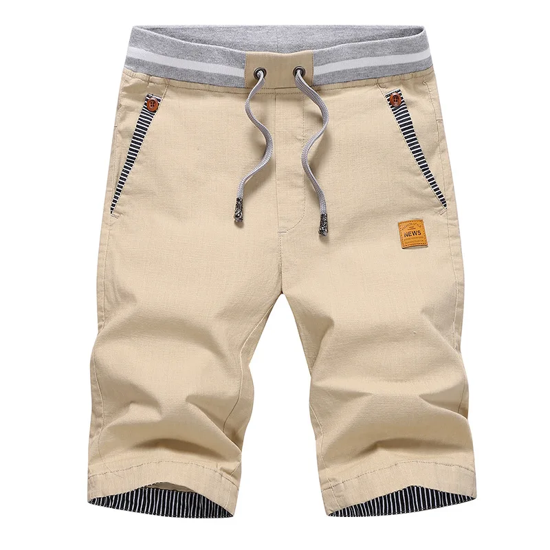 Summer Casual Shorts Men New Cotton Hot Breathable Joggers Breeches Sweatshorts Male Elastic Waist Knee-Length Pants Men