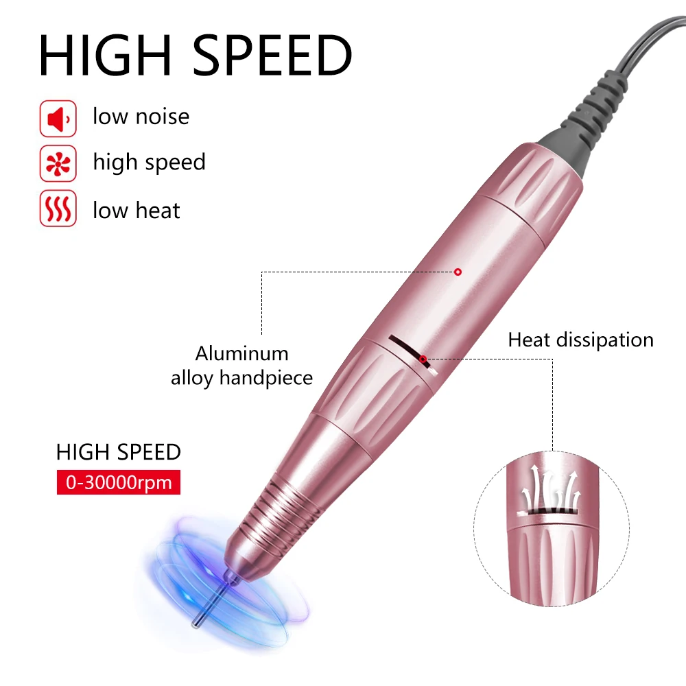 DC & 3 PIN Electric Nail Drill Pen Handle File Polish Grind Machine Handpiece Manicure Pedicure Tool Nail Drill Accessories