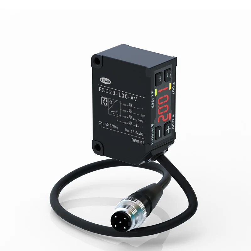 FUWEI FSD23-100-AV LED Digital Screen Aluminum High-Precision Laser Displacement Sensor Analog voltage 0-10V