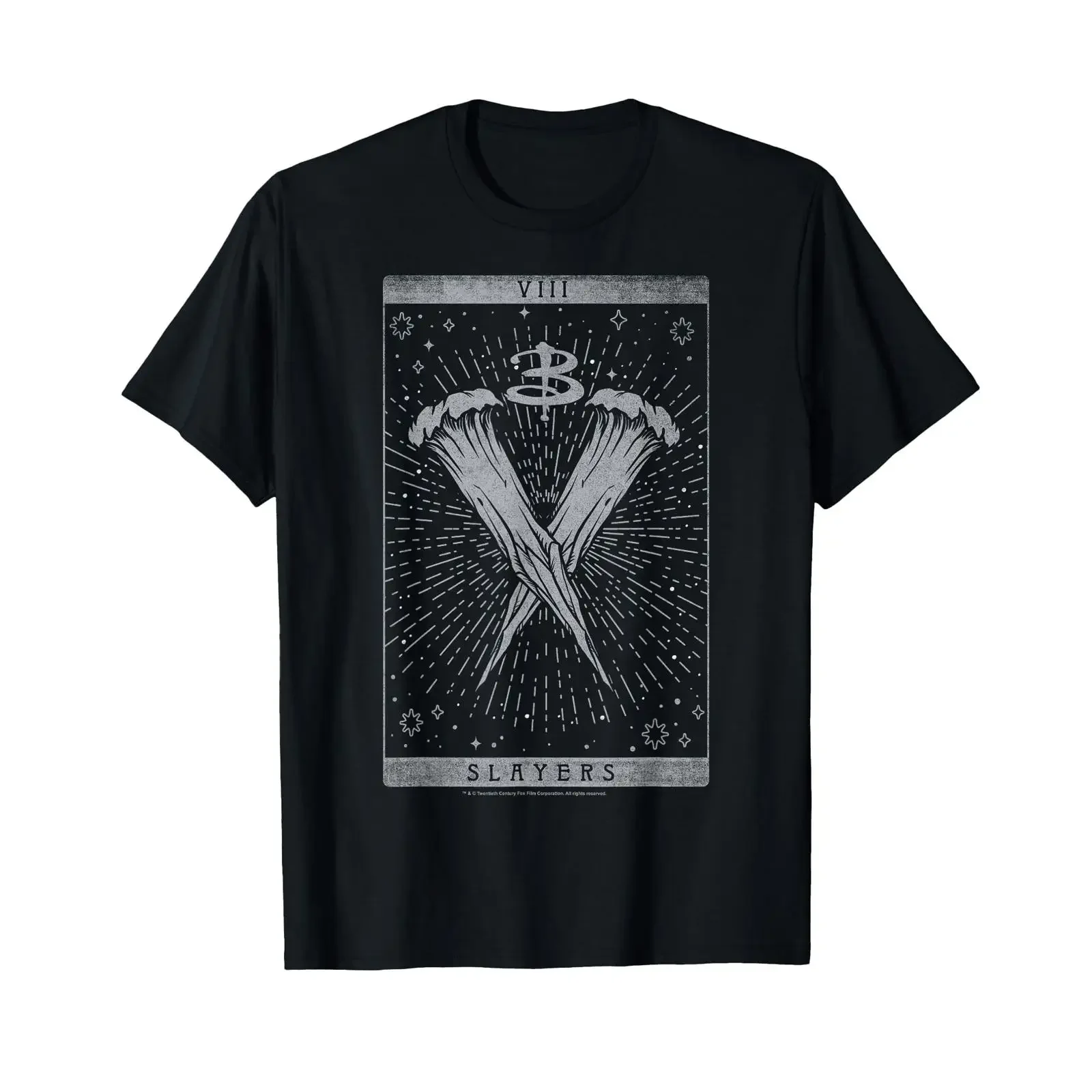 Camiseta con el icónico logotipo de Buffy, la cazadora de vampiros, estilo tarot, vintage, lavada, transpirable, ligeramente informal, ropa de diseñador
