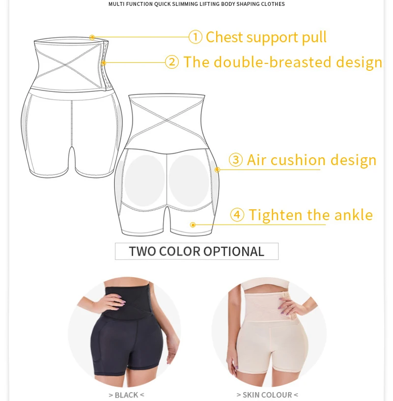 Sexy Big Ass Hip Enhancer Padded Fake Butt Lifter Body Shaper with Hooks High Waist Trainer Slimming Tummy Control Panties S-6XL