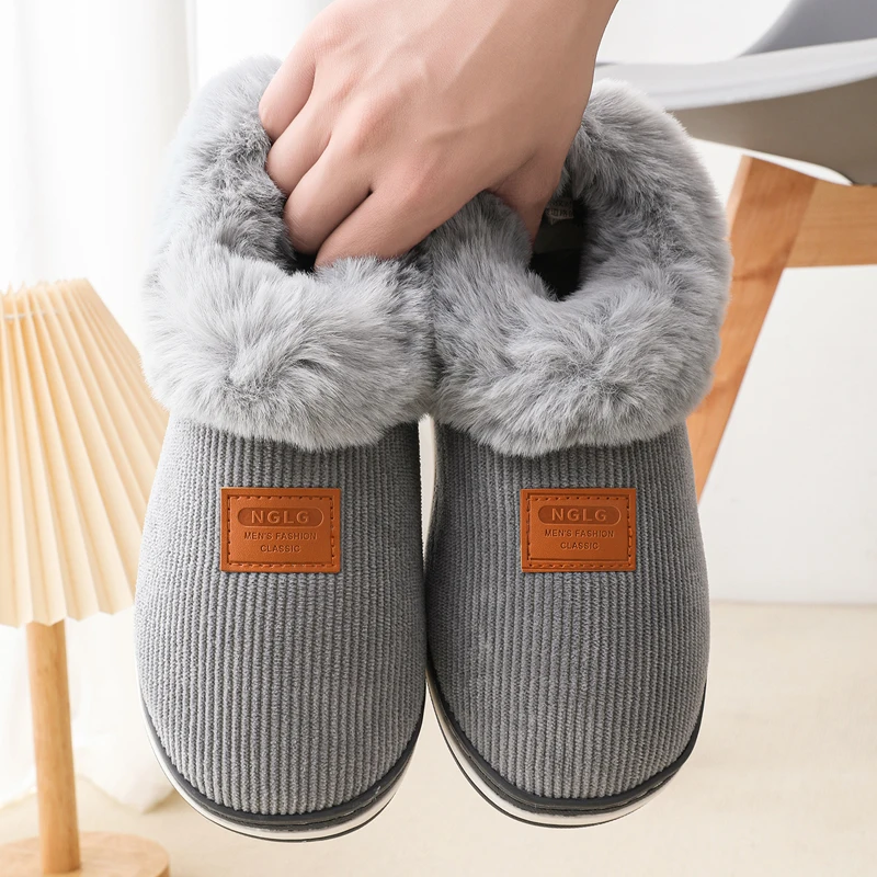 Winter Men Shoes Casual House Shoes Women Comfortable Outdoor Warm Cotton Shoes Unisex Indoor Plush Slip on Warm Slippers Men image 4