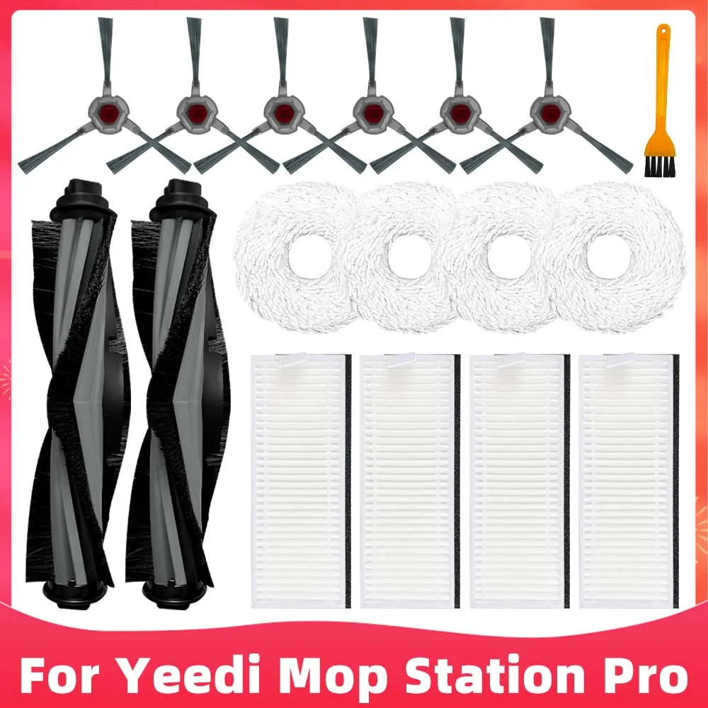 Compatible For Yeedi Mop Station Pro Robot Vacuums Roller Main Side Brush Hepa Filter Mop Cloths Accessory Kit