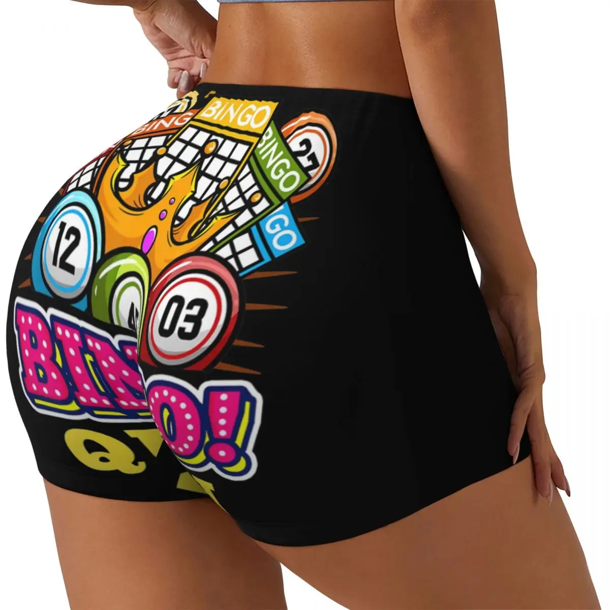 Custom Bingo Queen Running Volleyball Gym Shorts for Women Best Play Bingo Athletic Workout Yoga Shorts