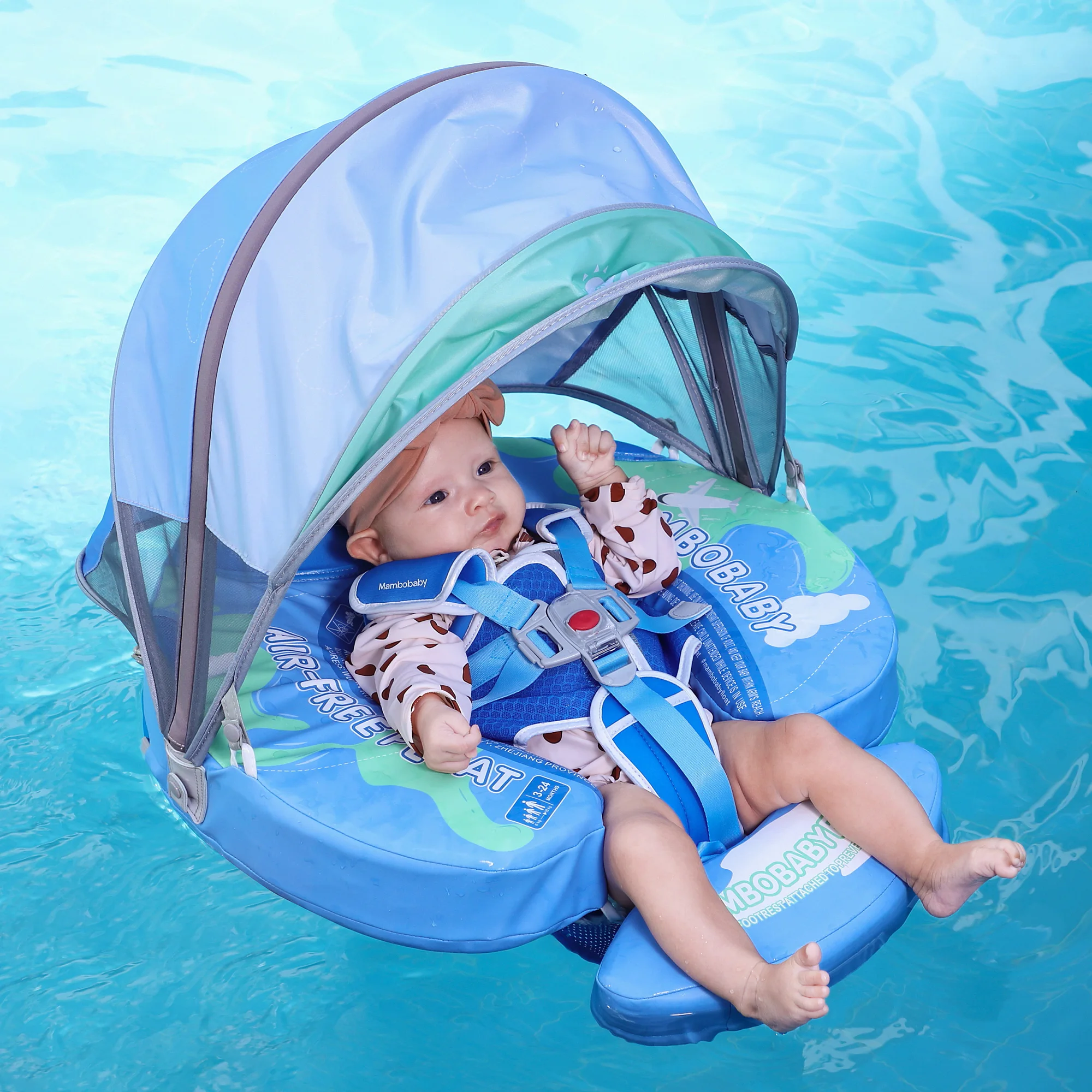 Mambobaby Add Tail Baby Swimming Float with Sun Canopy