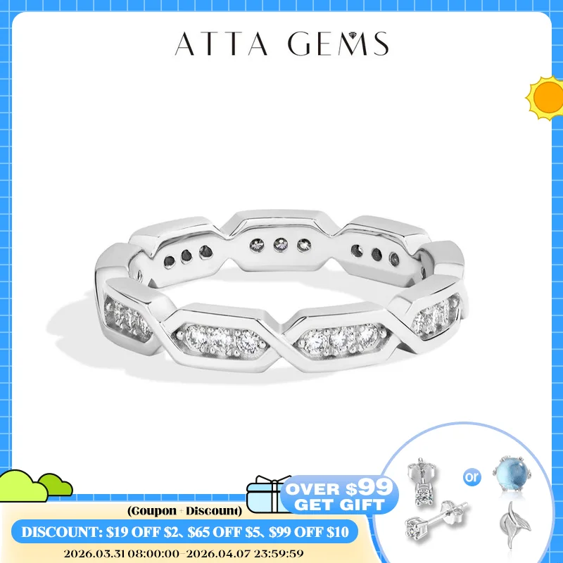 

ATTAGEMS New Original Moissanite Eternal Ring forWomen Men 925 Sterling Silver White Gold Engagement Rings Jewelry Free Shipping